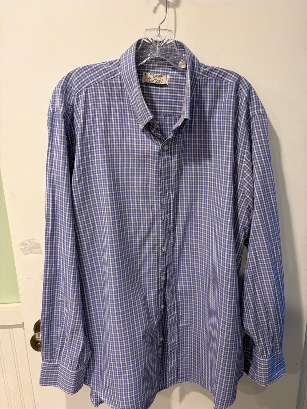 McLhenny Dry Goods XL Blue and White Small Check Dress Shirt long sleeve